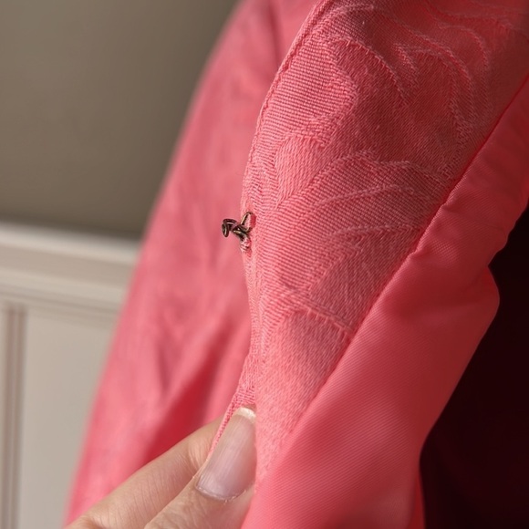 ALLISON DALEY Pink Vintage Jacquard Ruched Sleeved Light Jacket Size 12P - Picture 9 of 12